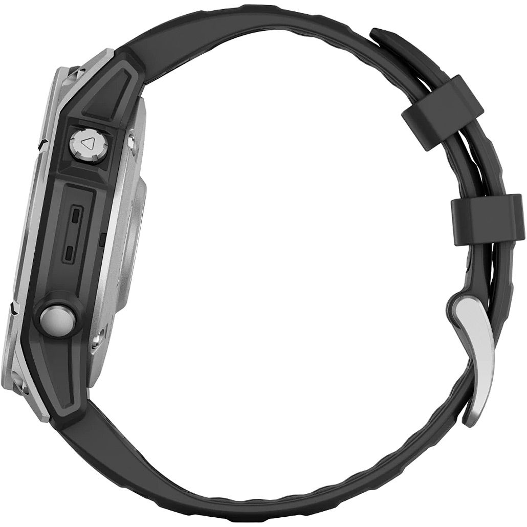 Смарт-годинник Garmin Fenix E 47mm AMOLED Stainless Steel with Black Silicone Band (010-03025-02/00)