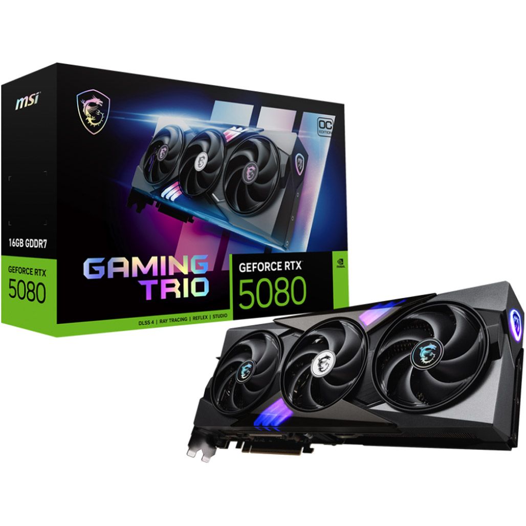 

Видеокарта MSI GeForce RTX 5080 16G Gaming Trio OC (G5080-16GTC) EU