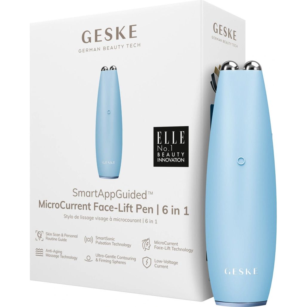 Масажер для обличчя GESKE MicroCurrent Face-Lift Pen 6в1 Aquamarine (HB0127)