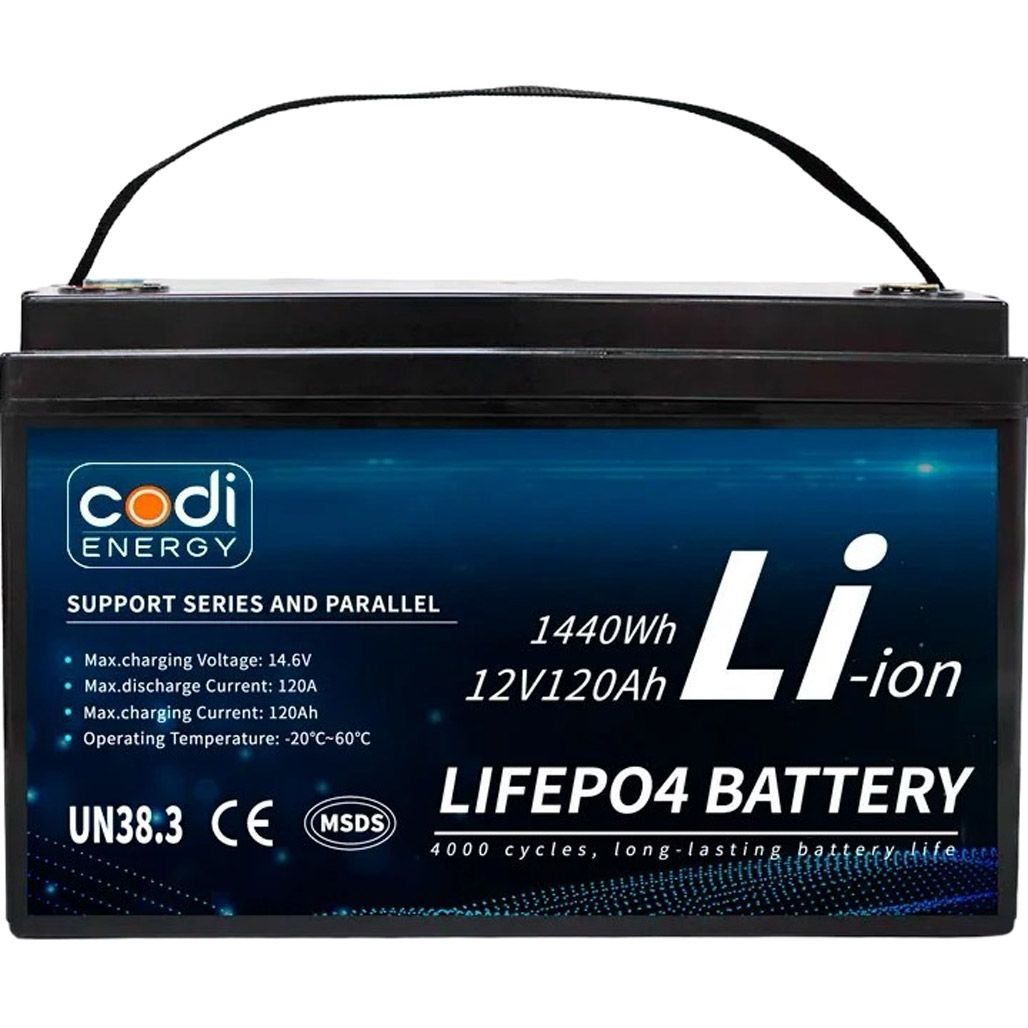 

Акумулятор Codi Energy LiFePO4 12V (12V/120Ah/1440Wh) (BMS 100A/100A)