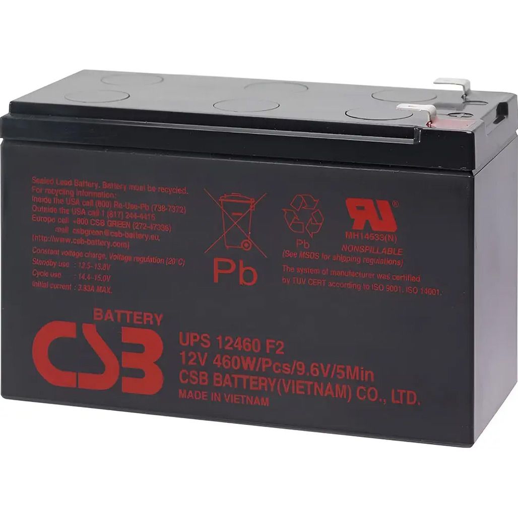 

Акумулятор CSB AGM 12V (12V/9Ah/108Wh) (UPS12460F2)