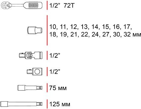 Набір торцевих головок із тріскачкою Intertool ET-6021SP