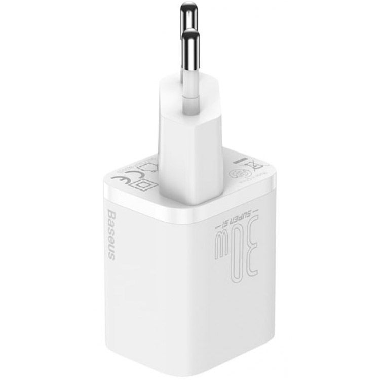Мережевий зарядний пристрій Baseus Super Silicone PD 30W Type-C White (CCSUP-J02)