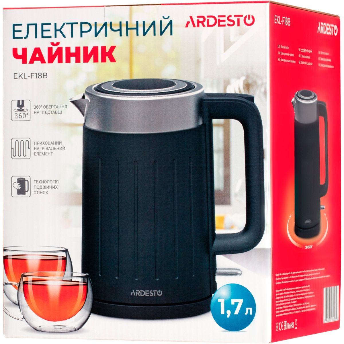 Електрочайник Ardesto EKL-F18B