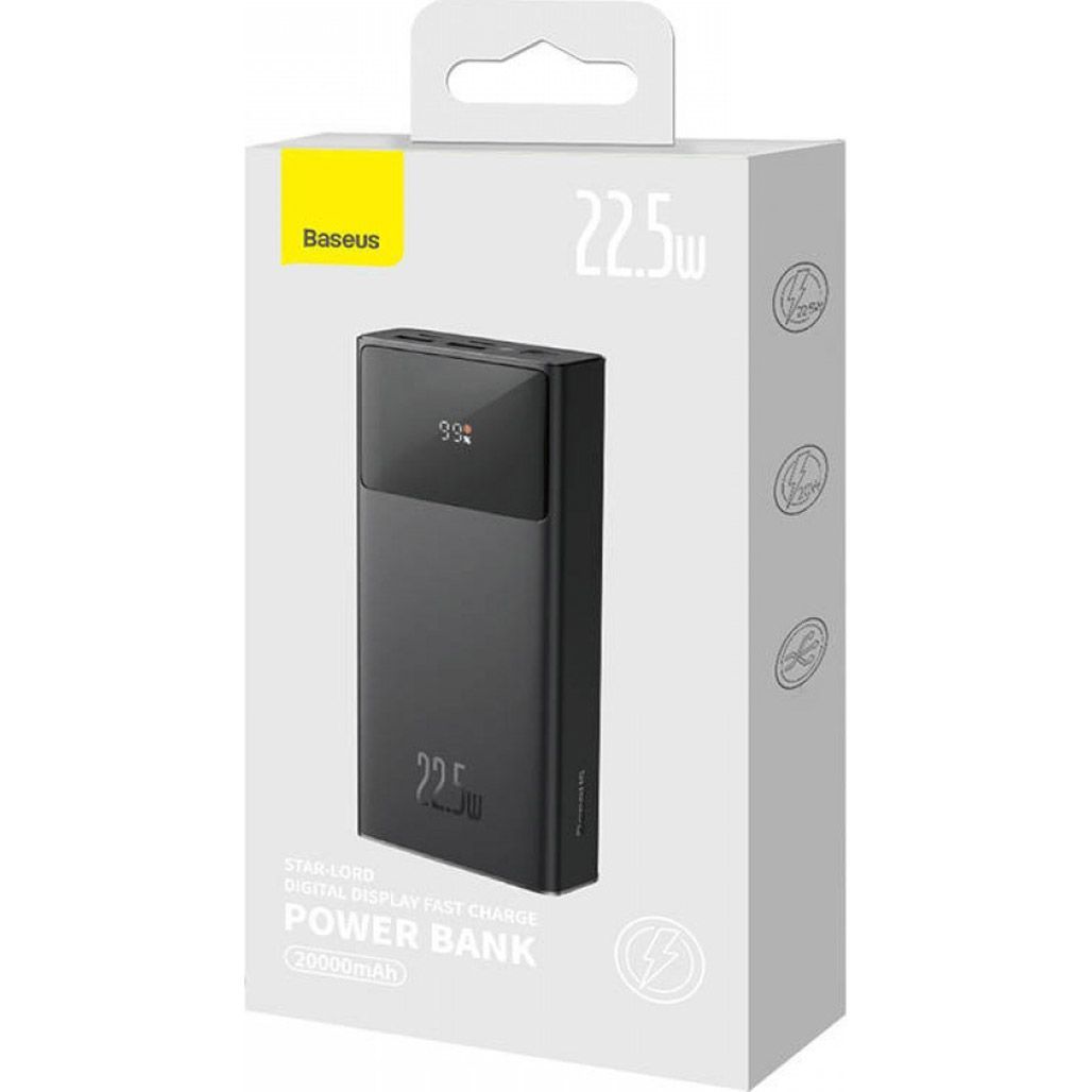 Зовнішній акумулятор Baseus Star-Lord 20000mAh PD 22.5W Black (PPXJ080001)