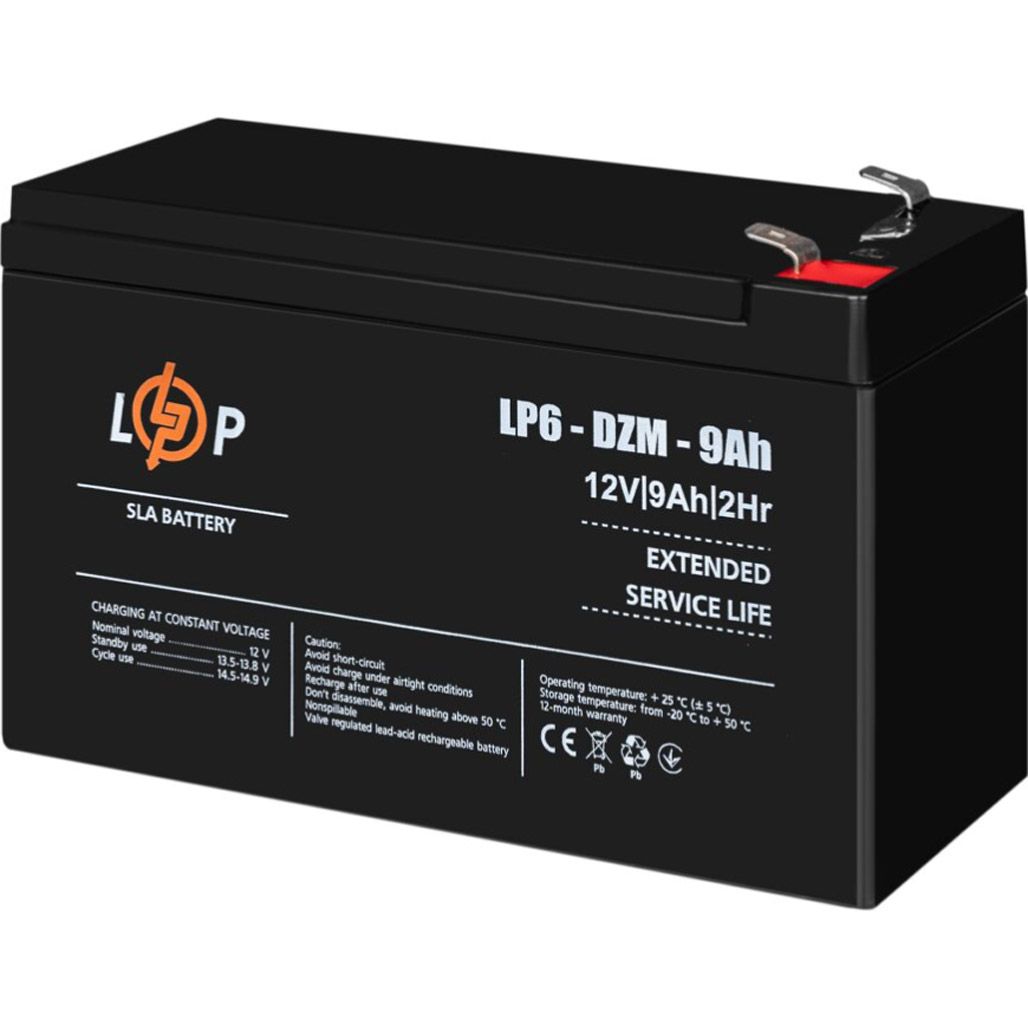 

Акумулятор LogicPower AGM 6-DZM 12V (12V/9Ah/108Wh) (12654)