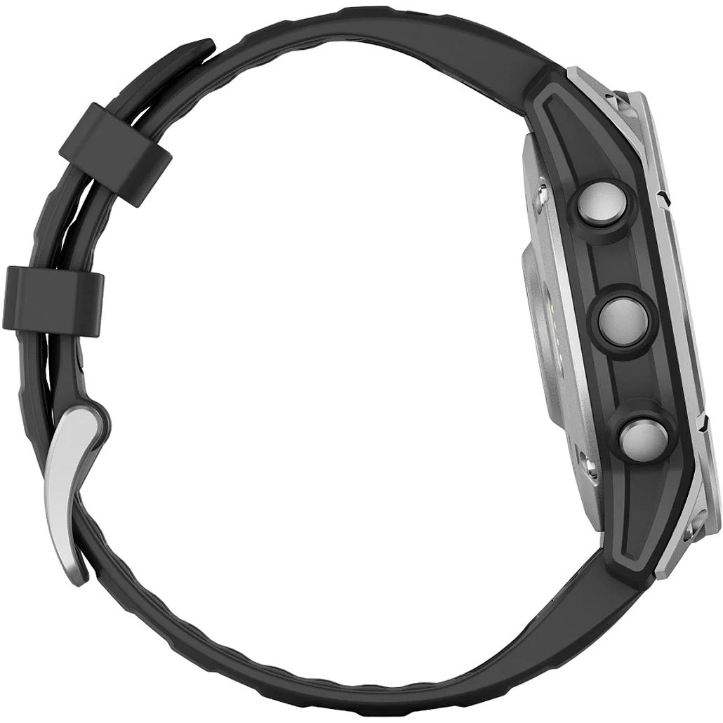 Смарт-годинник Garmin Fenix E 47mm AMOLED Stainless Steel with Black Silicone Band (010-03025-02/00)