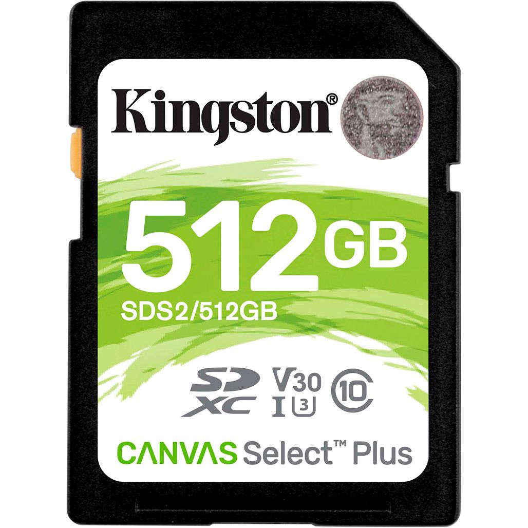 

Карта памяти Kingston SDXC Canvas Select Plus 512GB Class 10 UHS-I U3 V30 (SDS2/512GB)