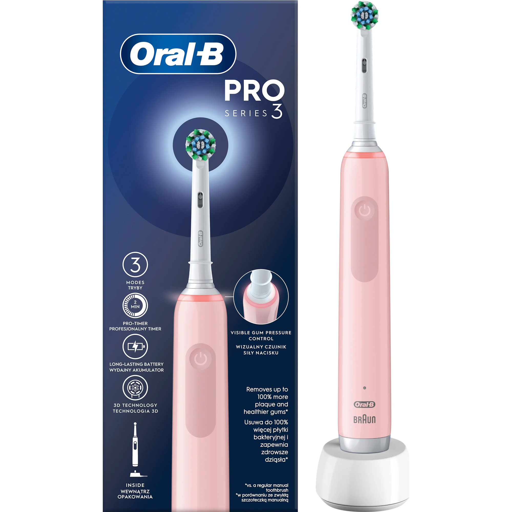 

Електрична зубна щітка Oral-B PRO 3 3000 D505.513.3 Pink