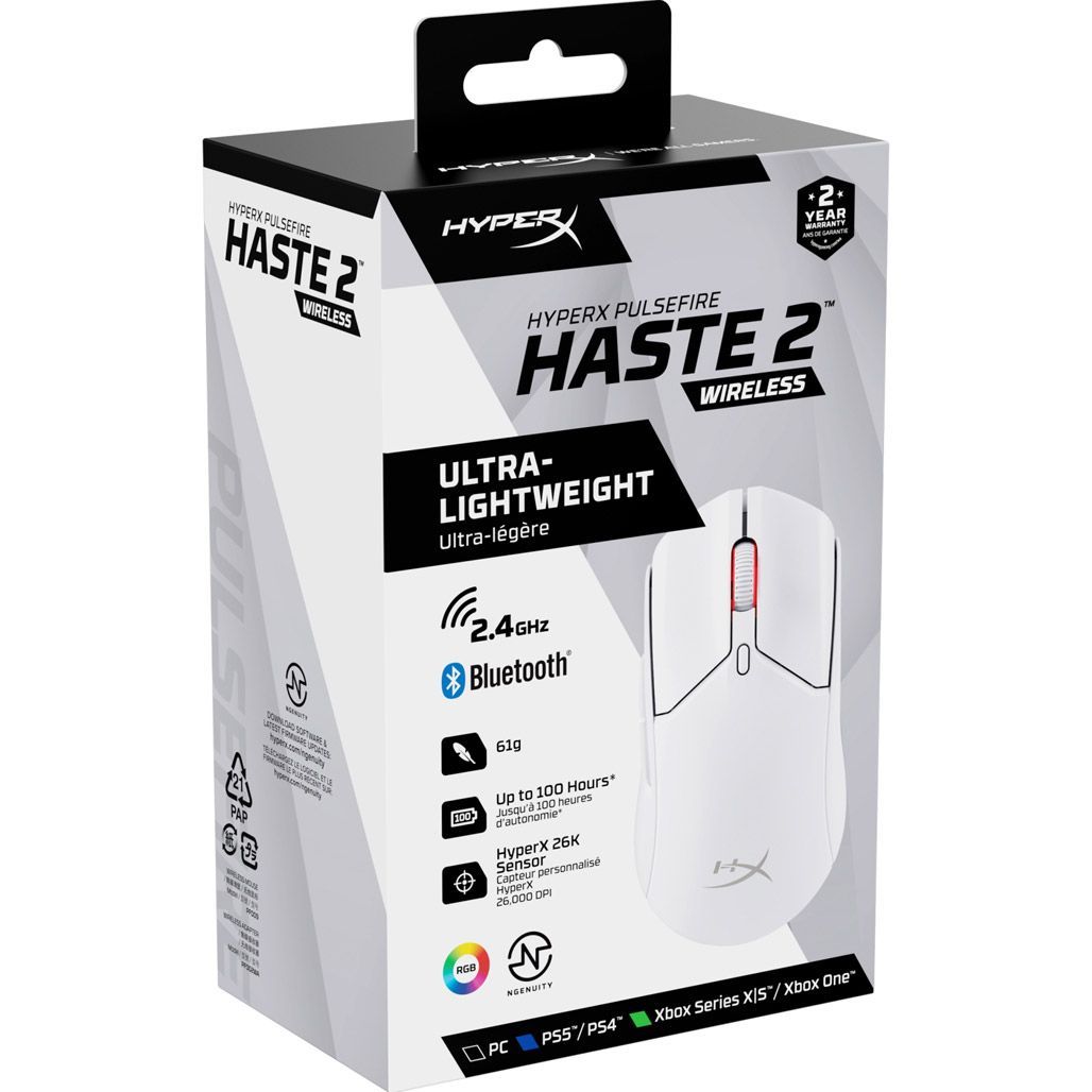 Мышь беспроводная HyperX Pulsefire Haste 2 Wireless White (6N0A9AA) [86119] 