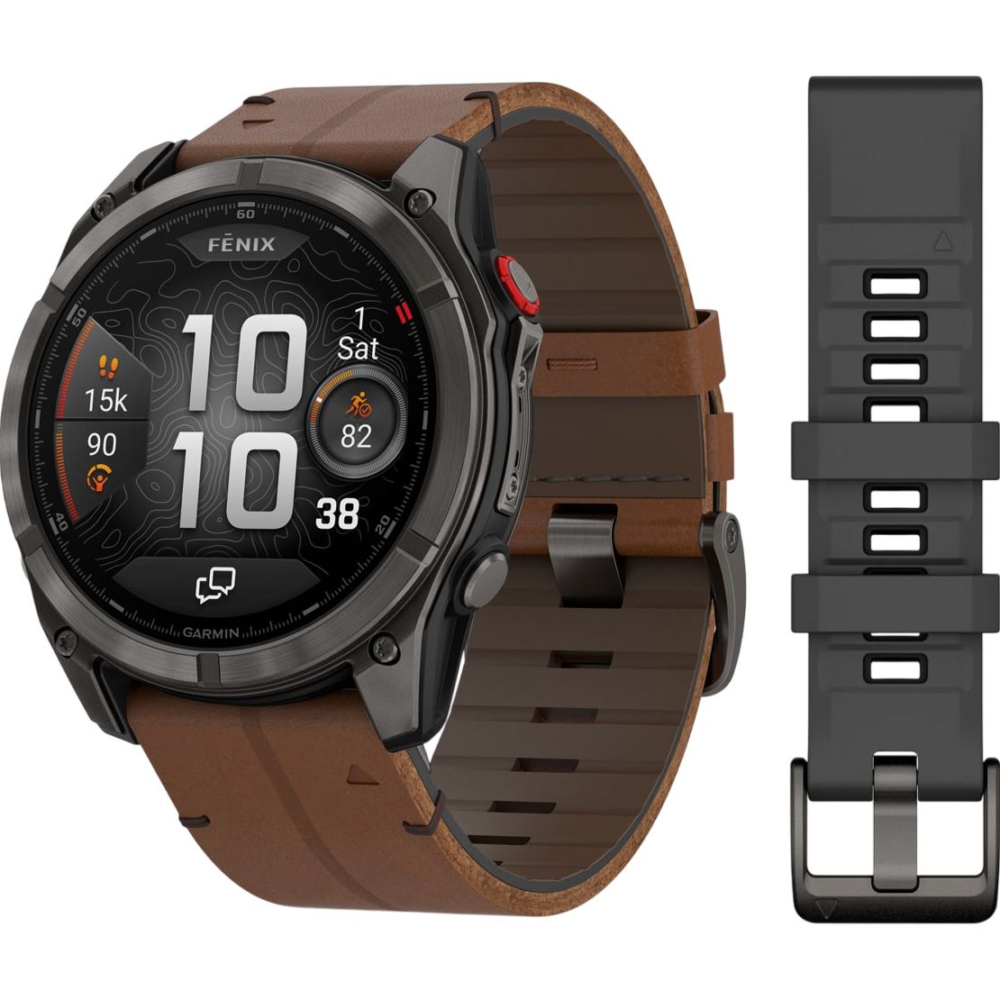 

Смарт-годинник Garmin Fenix 8 Pro AMOLED Sapphire 51mm Carbon Gray DLC Titanium with Chestnut Leather Band (010-03199-40)