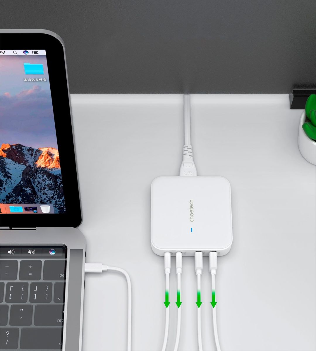 Мережевий зарядний пристрій Choetech PD8008 100W Desktop GaN Charger White (PD8008-EU-WH)