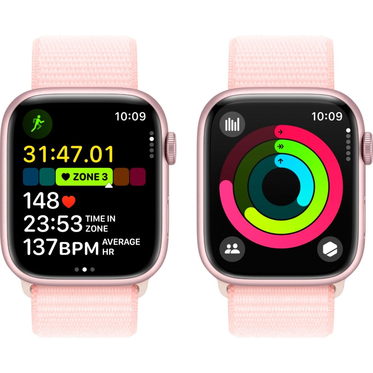 Смарт-годинник Apple Watch Series 9 45mm Pink Aluminum Case with Light Pink Sport Loop (MR9J3)