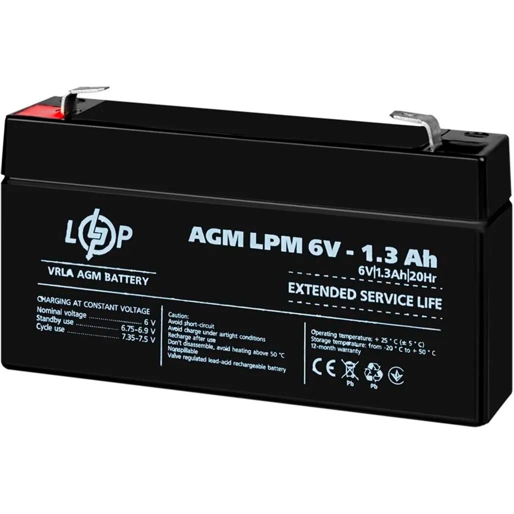 

Аккумулятор LogicPower AGM 6V (6V/1.3Ah/7.8Wh) (4157)