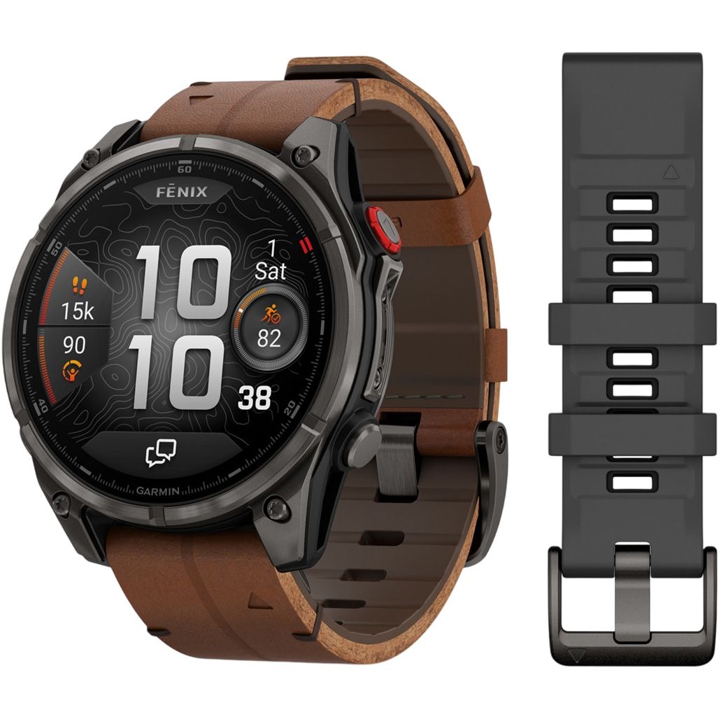 

Смарт-годинник Garmin Fenix 8 Pro AMOLED Sapphire 47mm Carbon Gray DLC Titanium with Chestnut Leather Band (010-03198-40)