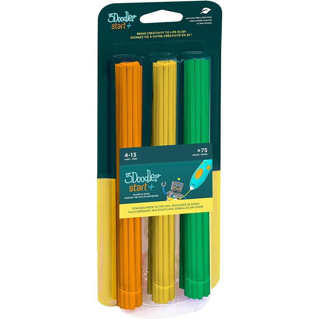 Набір стрижнів для 3D ручки 3Doodler Start 75 шт Помаранчевий/Жовтий/Зелений (3DS-ECO-MIX2-75)