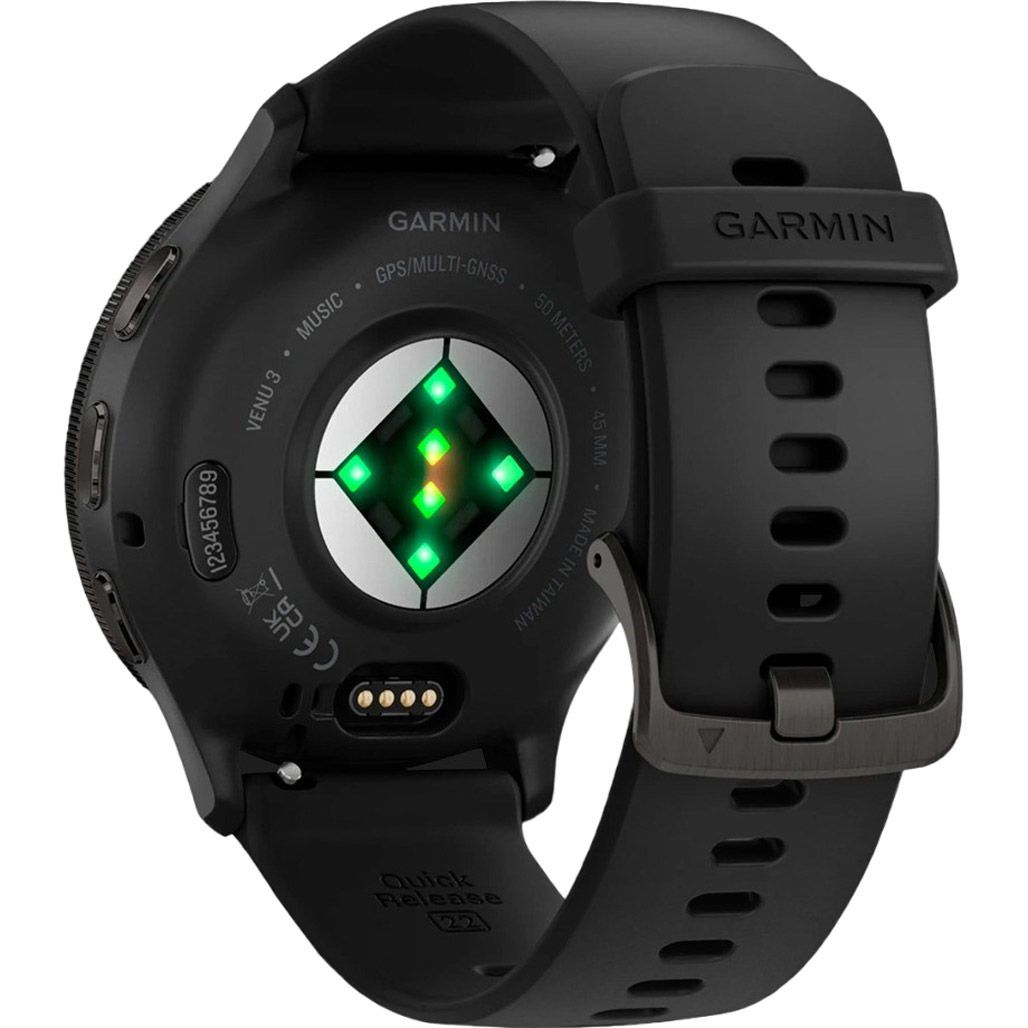 Смарт-годинник Garmin Venu 3 Slate Stainless Steel Bezel with Black Case and Silicone Band (010-02784-01)