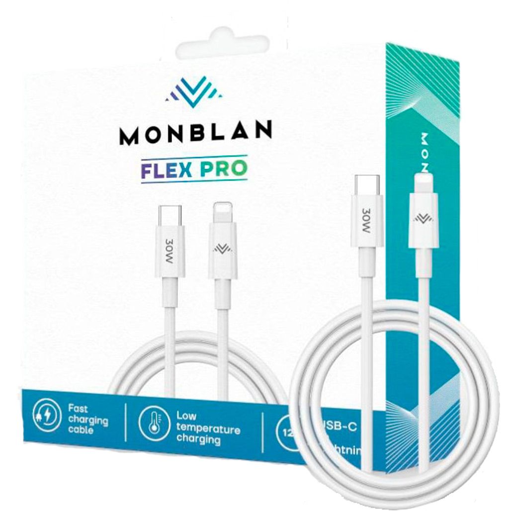 

Кабель Monblan Flex Pro C1 Series USB-C to Lightning 30W 1.2м White