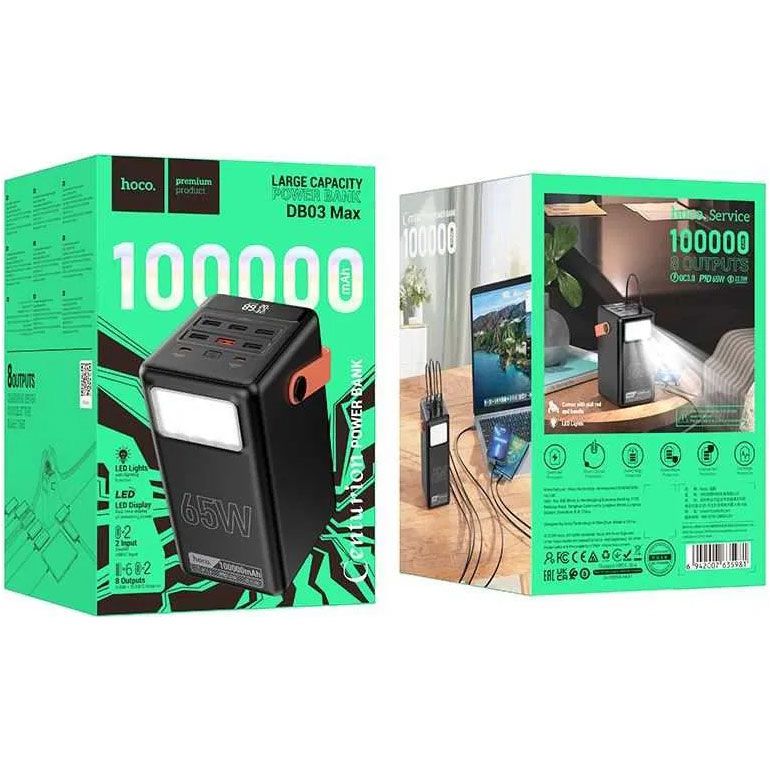 Внешний аккумулятор Hoco Centurion DB03 Max 100000mAh 65W Black