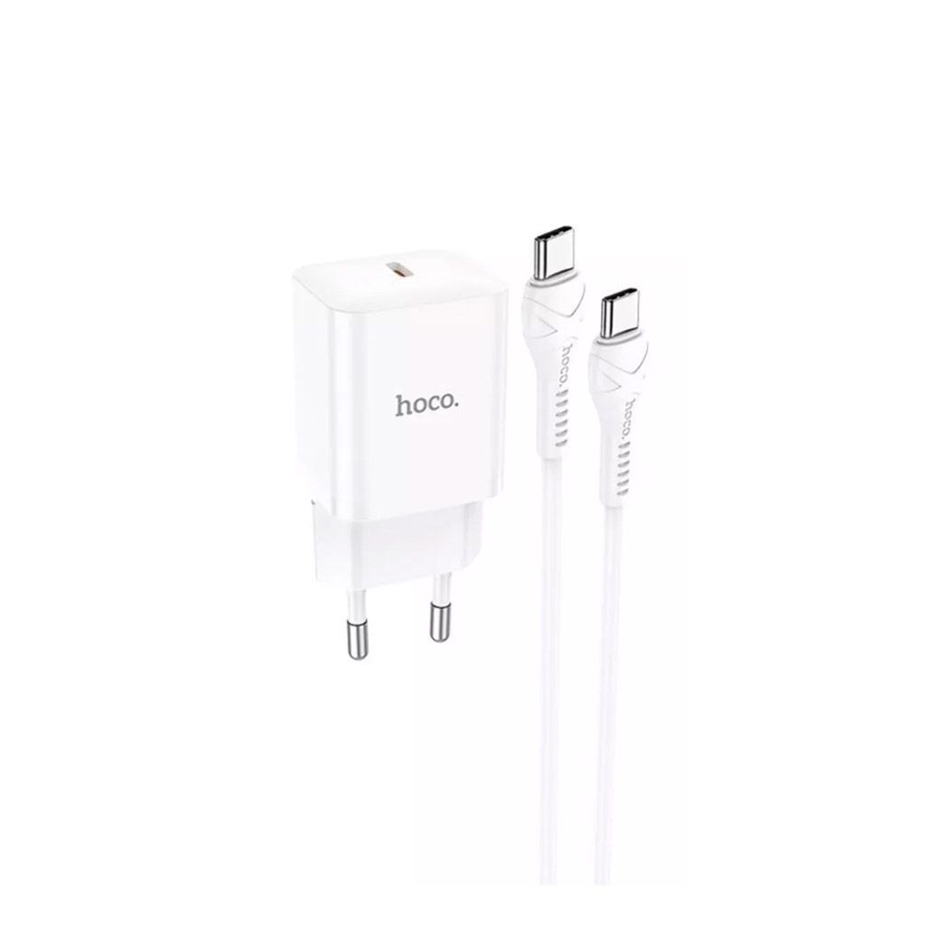 

Мережевий зарядний пристрій Hoco N27 Innovative 20W USB-C + Cable USB-C to USB-C White