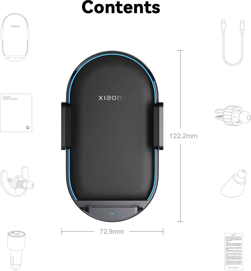 Автотримач із бездротовою зарядкою Xiaomi Wireless Car Charger Pro 50W Max (WCJ05ZM)
