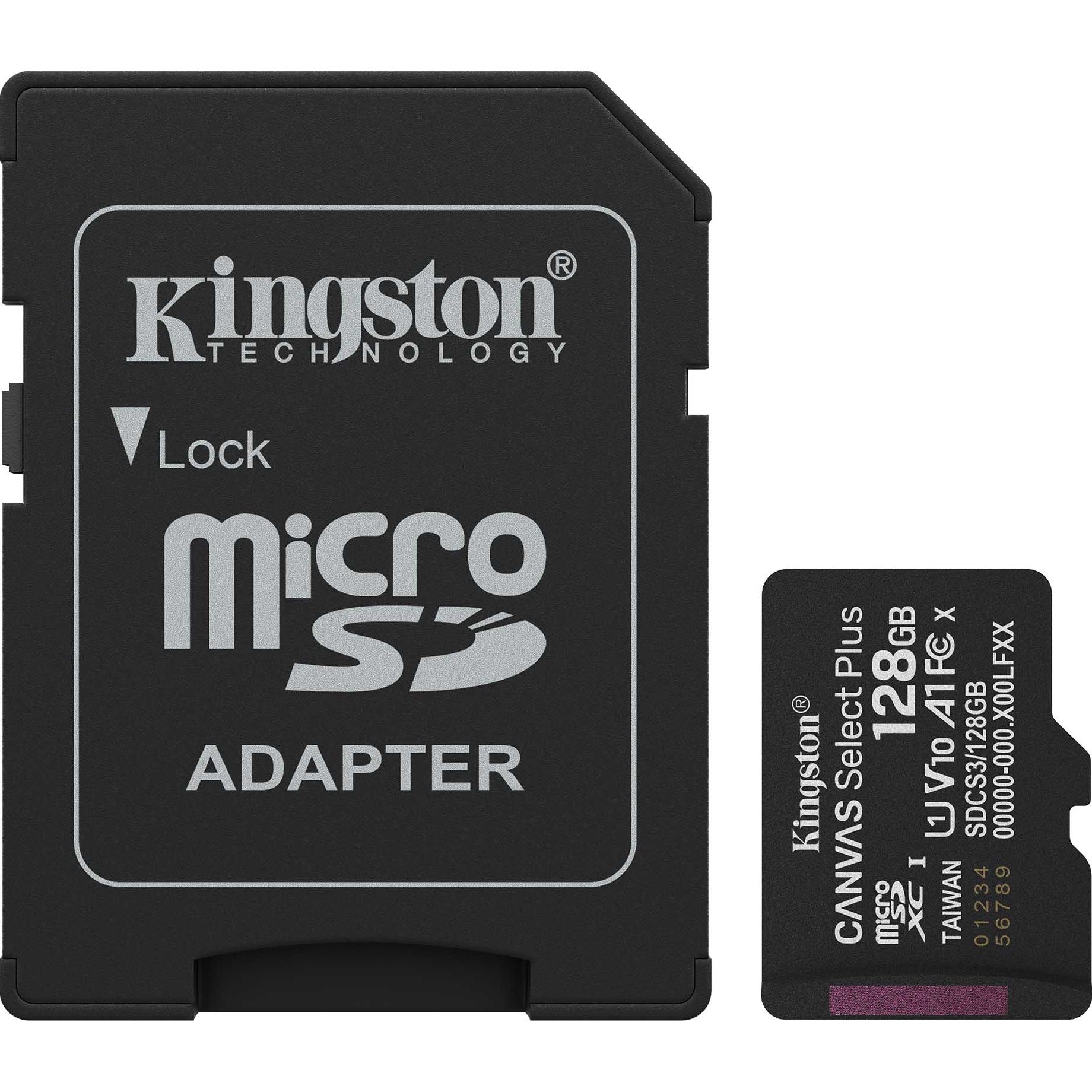 

Карта пам'яті Kingston microSDXC Canvas Select Plus 128GB Class 10 UHS-1 А1 + SD адаптер (SDCS3/128GB)