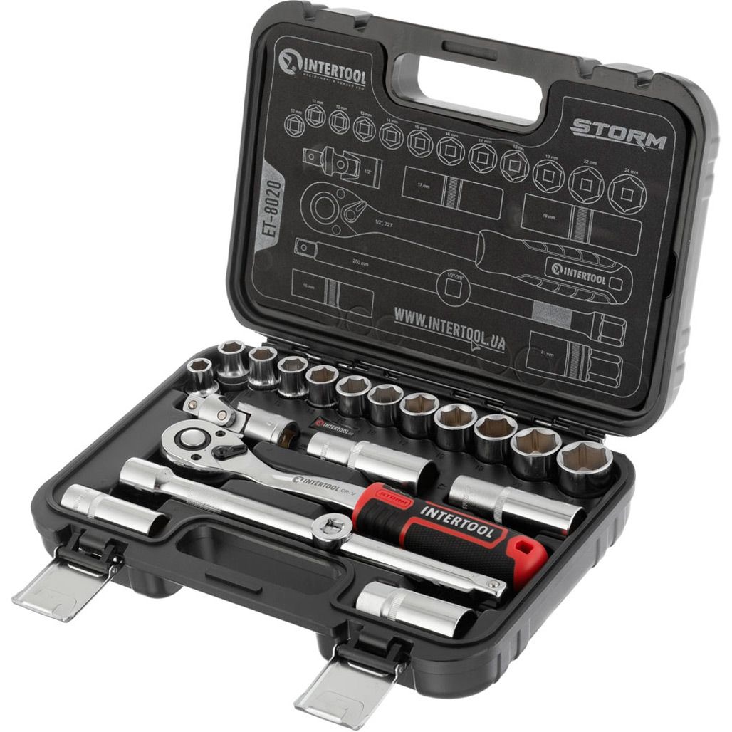 

Набор торцевых головок с трещоткой Intertool ET-8020 20шт