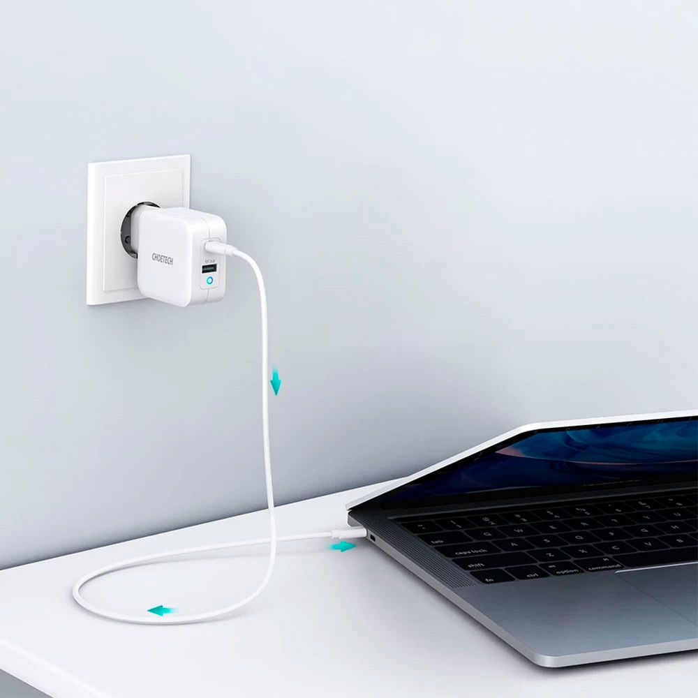 Мережевий зарядний пристрій Choetech PD 65W GaN Mini Fast Charger White (PD8002-EU-WH)