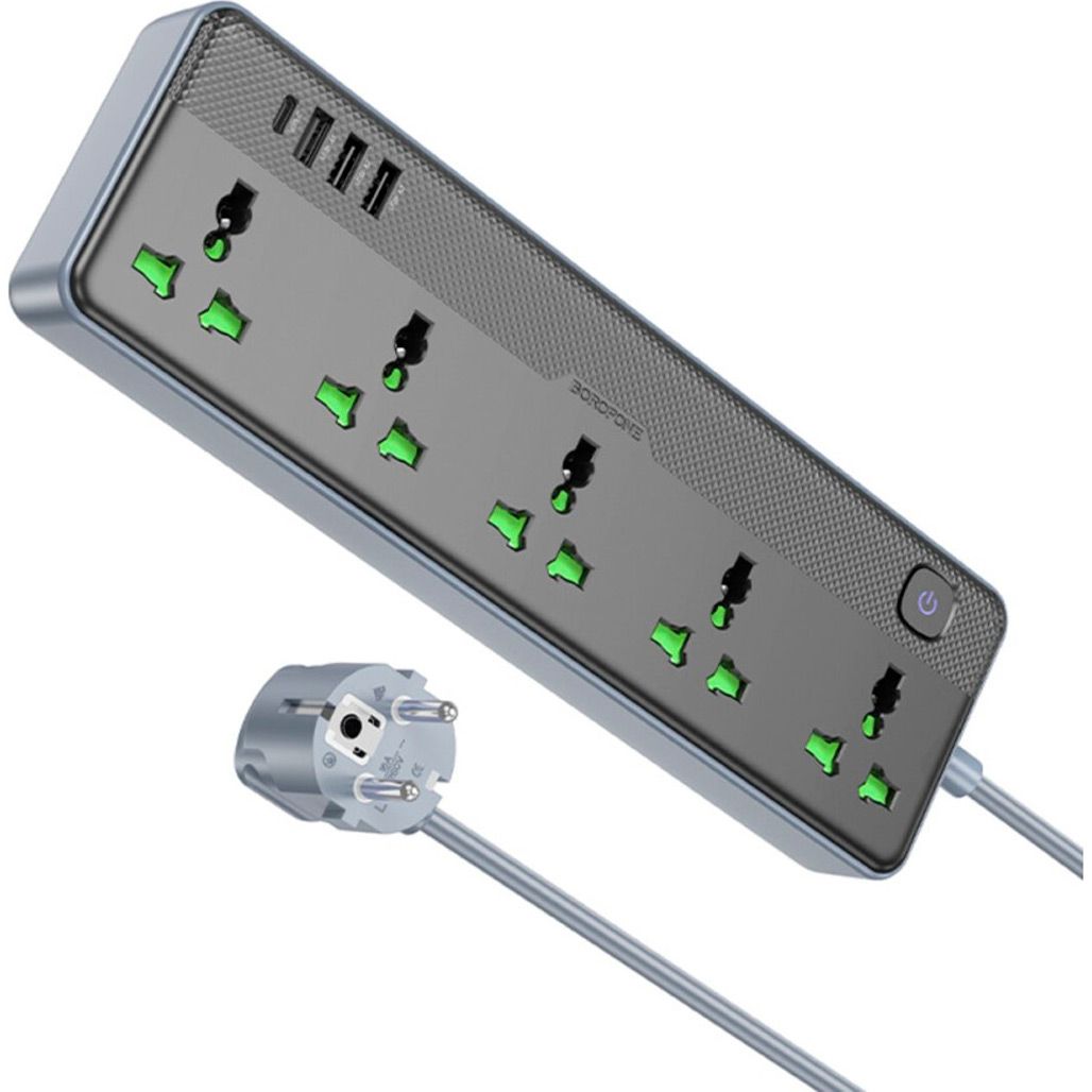 Мережевий фільтр Borofone BAC4A Lord 5 socket Black/Gray (1C3A) EU 