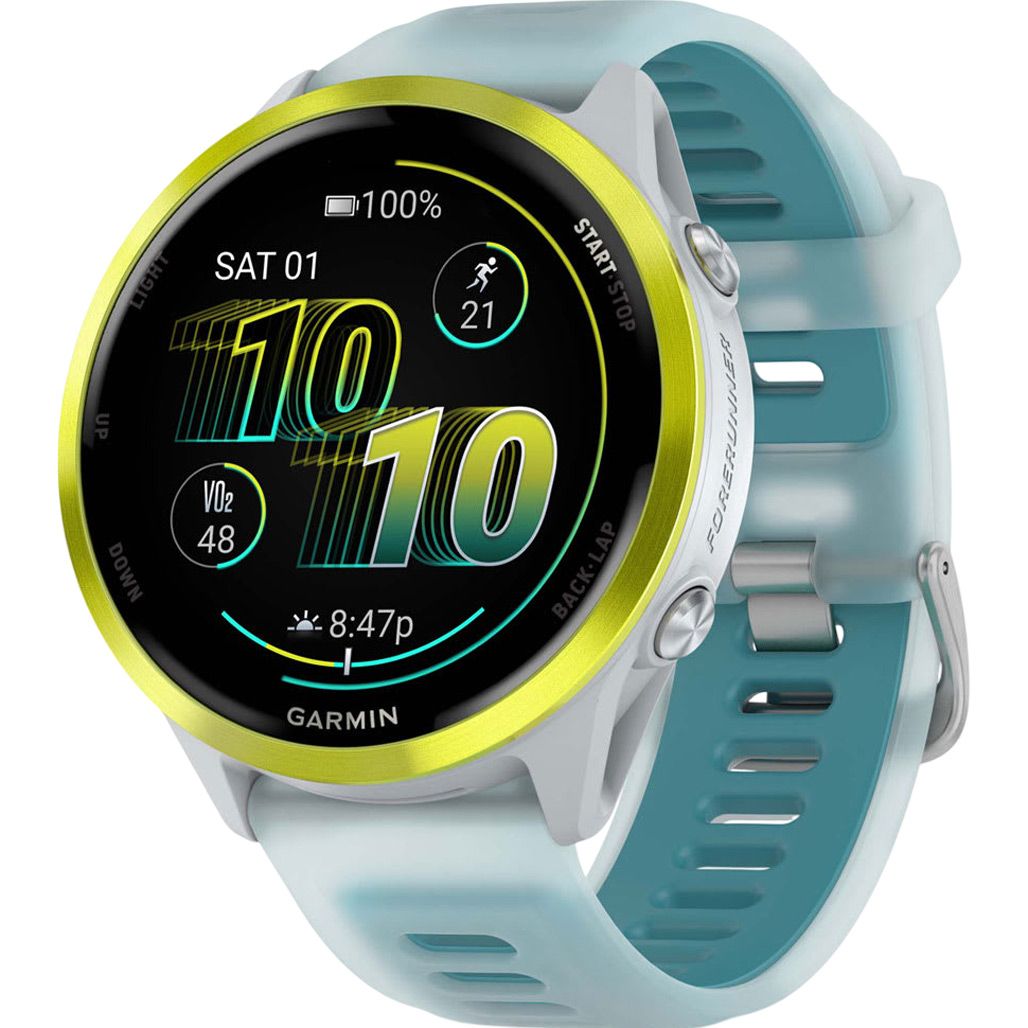 

Смарт-годинник Garmin Forerunner 570 47mm Amp Yellow Aluminum with Translucent Whitestone/Turquoise Band (010-02971-01)