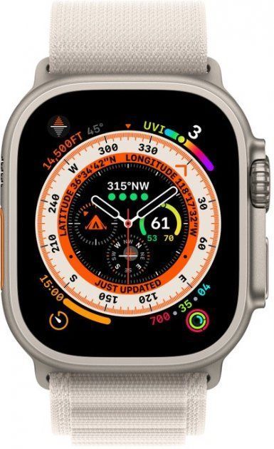 Смарт-годинник Apple Watch Ultra Titanium Case with Starlight Alpine Loop Medium (MQF03/MQFR3)