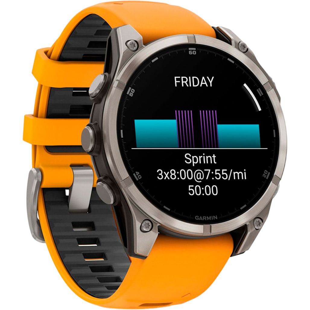 Смарт-годинник Garmin Fenix 8 AMOLED Sapphire 47mm Titanium with Spark Orange/Graphite Silicone Band (010-02904-10)