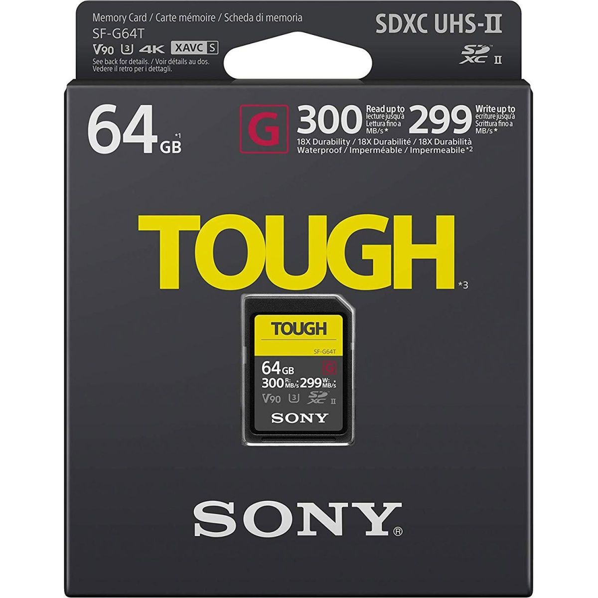Карта пам`яті Sony SDXC Tough G 64GB UHS-II U3 V90 R300/W299Mb/s (SF64TG)