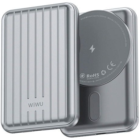 Зовнішній акумулятор WiWU Trunk Series Magnetic PP02 Wireless Charger 5000mAh 22.5W Silver