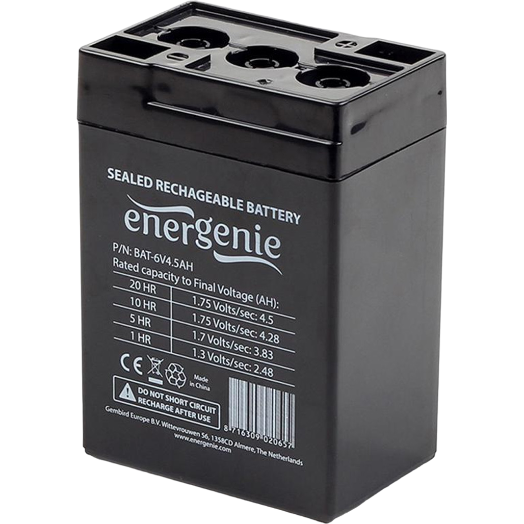 

Аккумулятор EnerGenie AGM 6V (6V/4.5Ah/27Wh) (BAT-6V4.5AH)