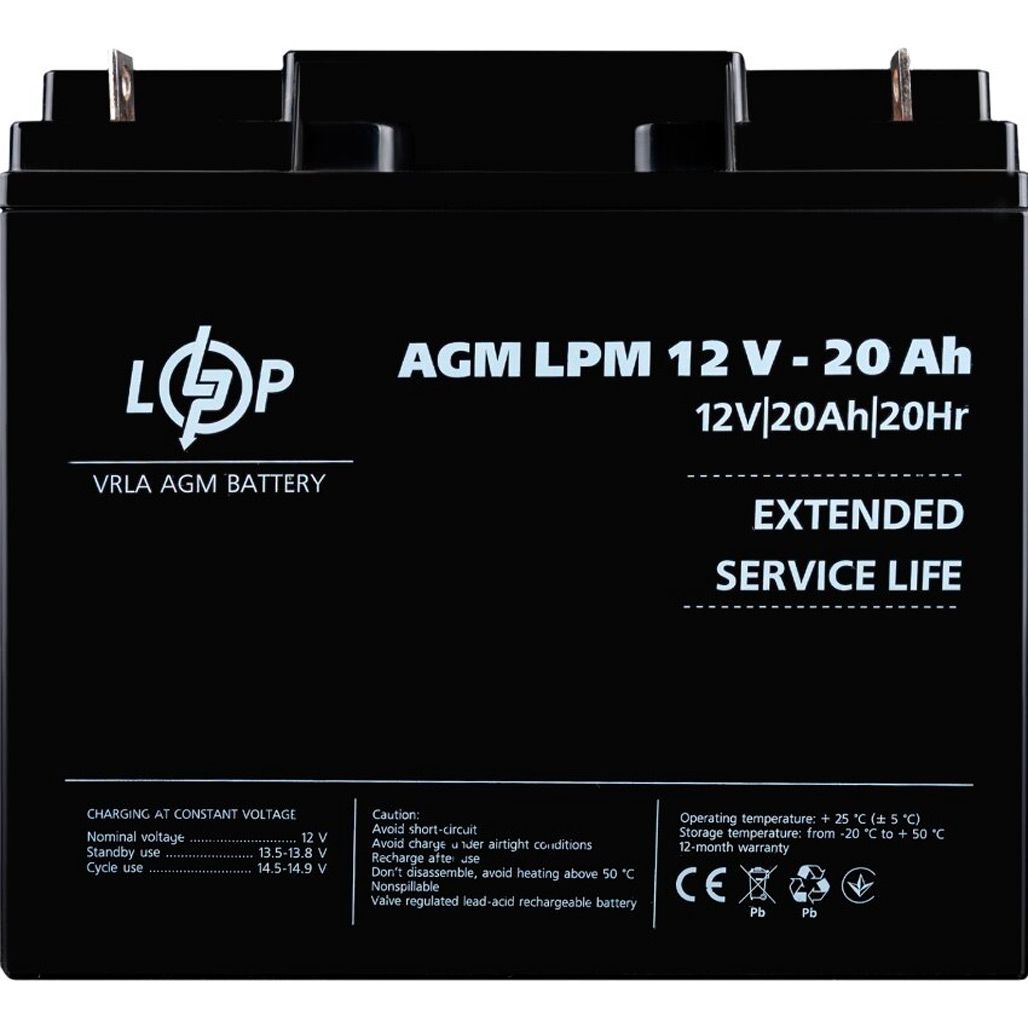

Аккумулятор LogicPower AGM 12V (12V/20Ah/240Wh) (4163)