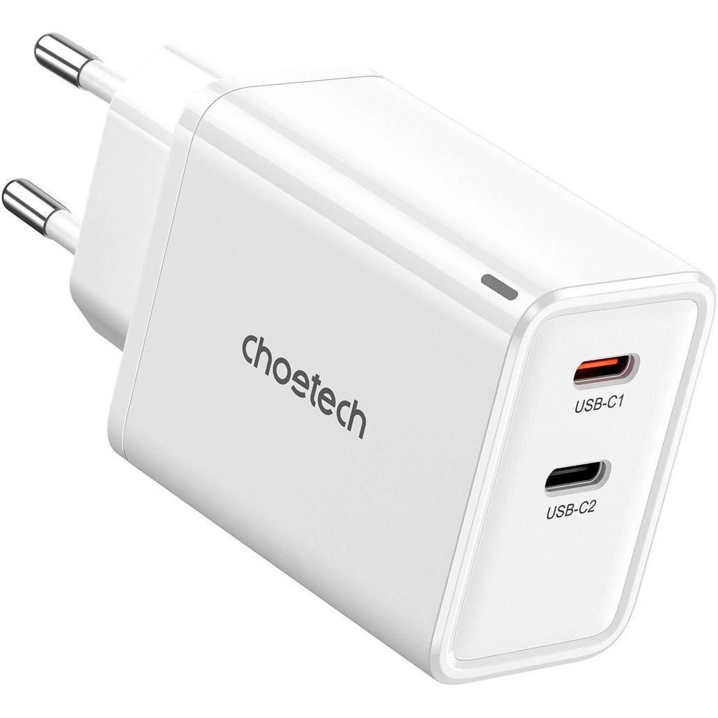 Мережевий зарядний пристрій Choetech PD Dual USB-C Charger 65W White (PD6013-EU-WH)