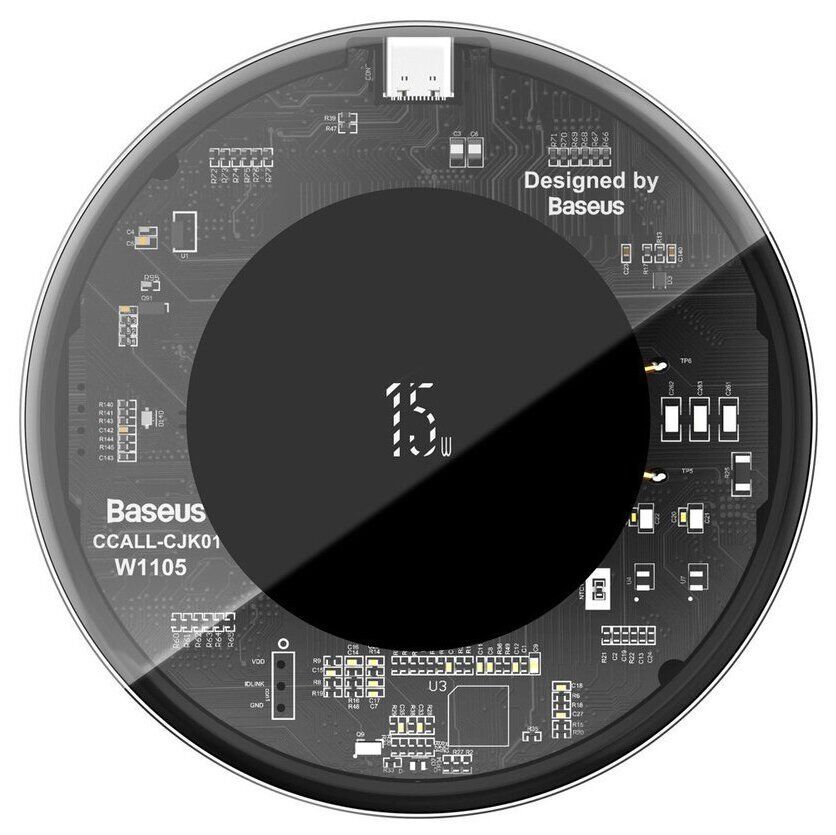 Бездротовий зарядний пристрій Baseus Simple Wireless 15W Charger Type-C Version (WXJK-BA02) Transparent