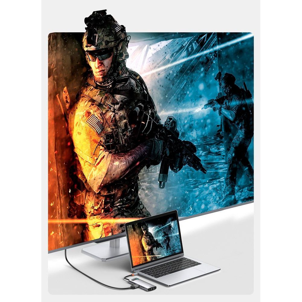 USB-хаб Baseus Metal Gleam Series 8-in-1 Multifunctional Type-C HUB Space Gray (CAHUB-CV0G)