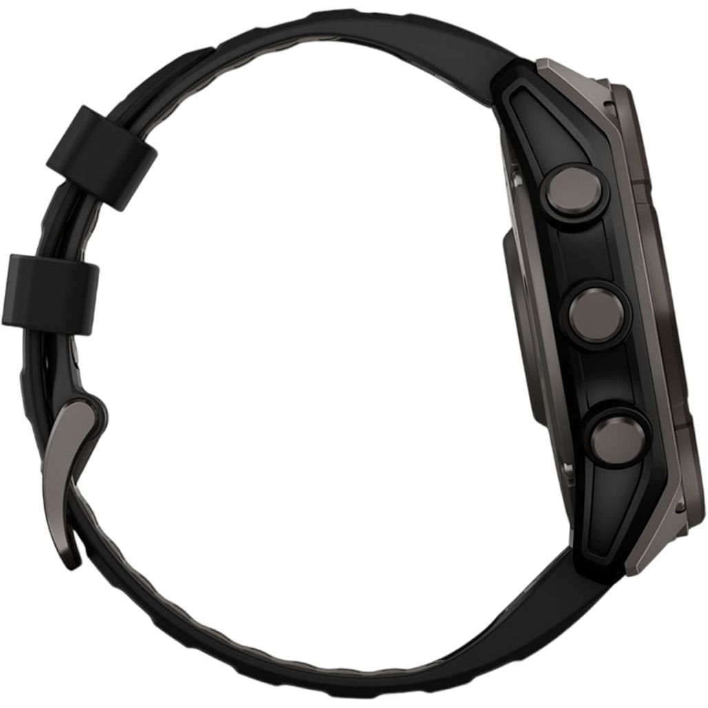 Смарт-годинник Garmin Fenix 8 Solar Sapphire 51mm Carbon Gray DLC Titanium with Black/Pebble Gray Silicone Band (010-02907-10)