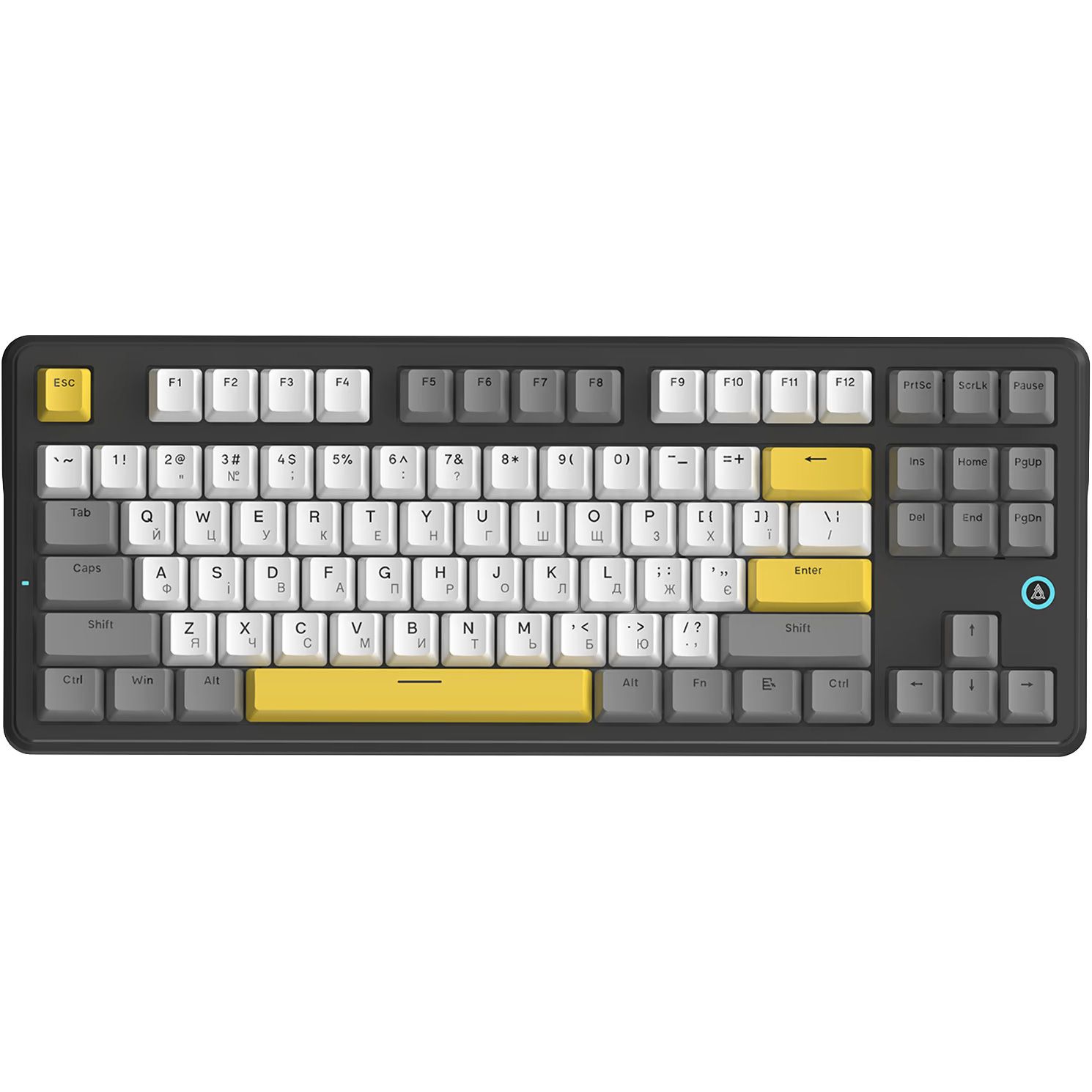 

Клавиатура Ajazz AK870 V2 Flying Fish Switch Black/Grey/Yellow (AK870-V2-FF-BGY)