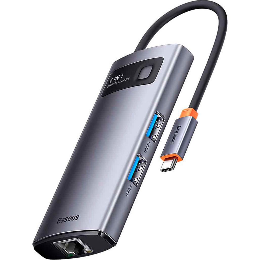 USB-хаб Baseus Metal Gleam Series 4-in-1 Gray (WKWG070113)