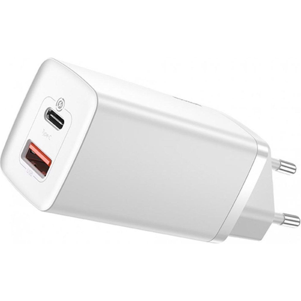 

Сетевое зарядное устройство Baseus GaN2 Lite Quick Charger C+U 65W White (CCGAN2L-B02)