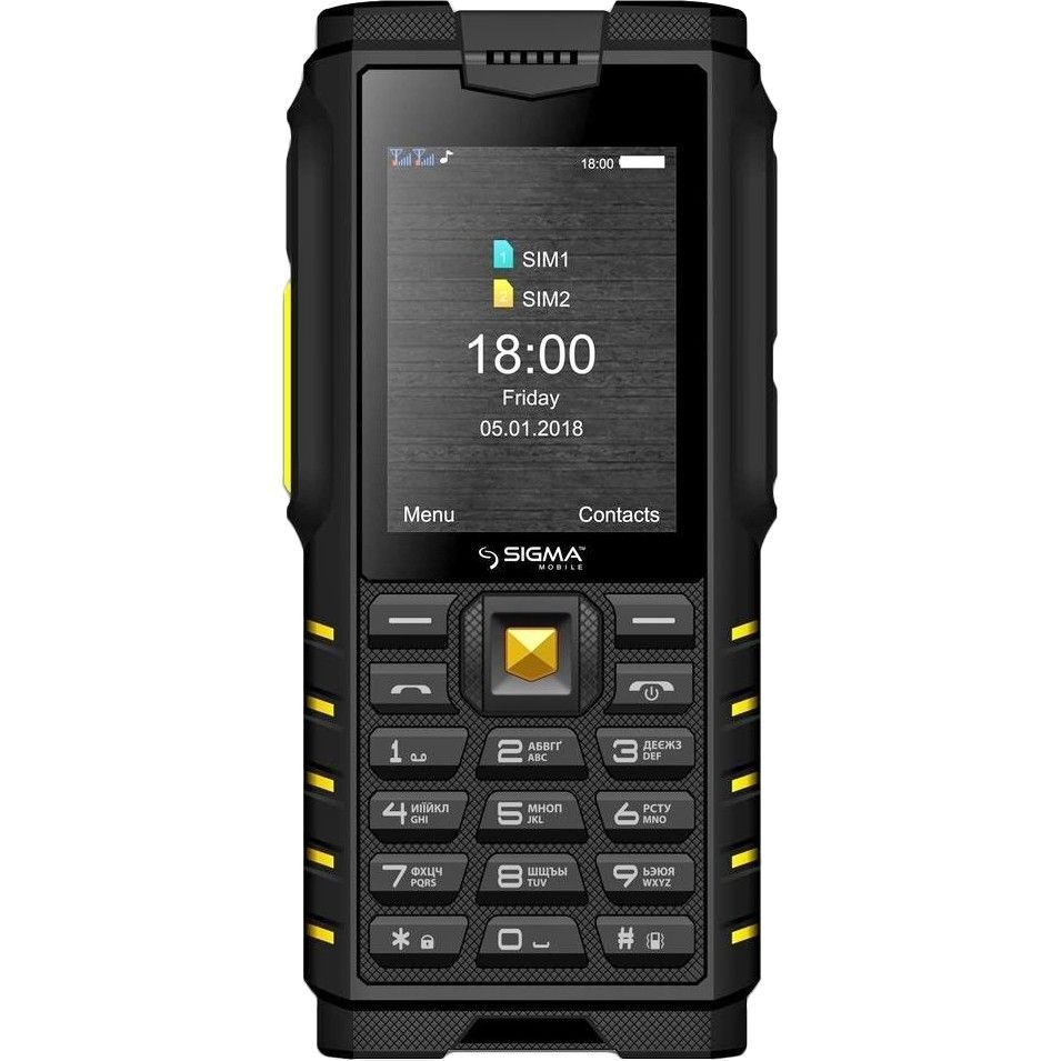 

Мобильный телефон Sigma mobile X-treme DZ68 (Black-Yellow) UA-UCRF, Черно-желтый