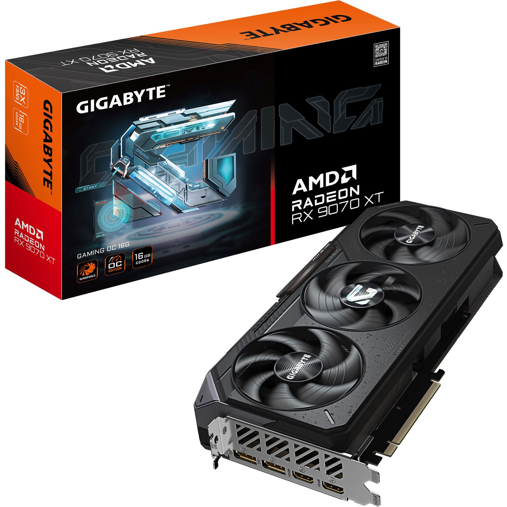 

Видеокарта Gigabyte Radeon RX 9070 XT Gaming OC 16G (GV-R9070XTGAMING OC-16GD) EU