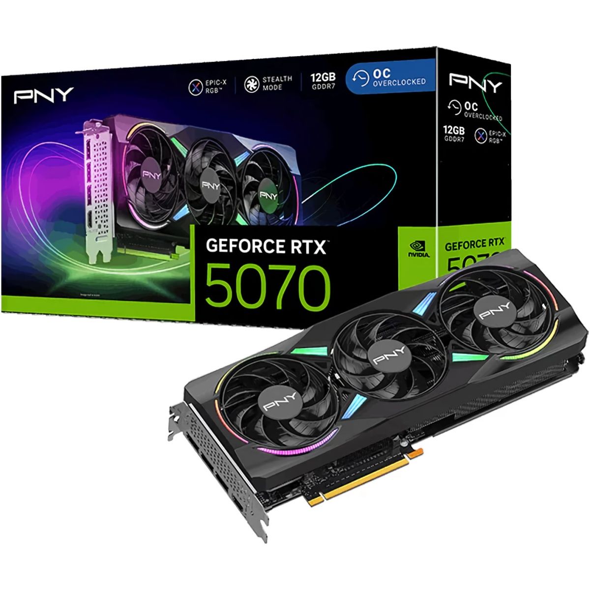 

Видеокарта PNY GeForce RTX 5070 ARGB OC 12GB (VCG507012TFXXPB1-O) EU