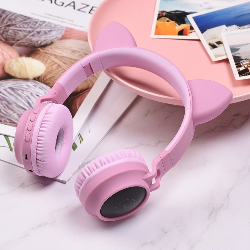 Навушники Hoco W27 Cat Ear Stereo Bluetooth Headphones Pink (718464)