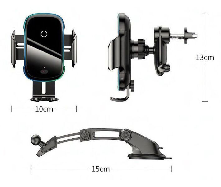 Автотримач із бездротовою зарядкою Baseus Light Electric Hold Wireless Charger 15w (WXHW03-01) Black