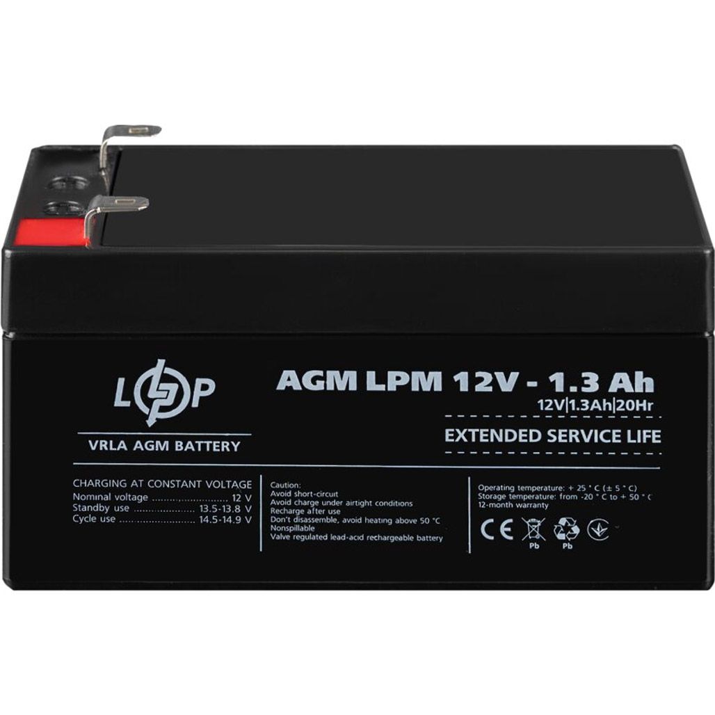 

Аккумулятор LogicPower AGM 12V (12V/1.3Ah/15.6Wh) (4131)