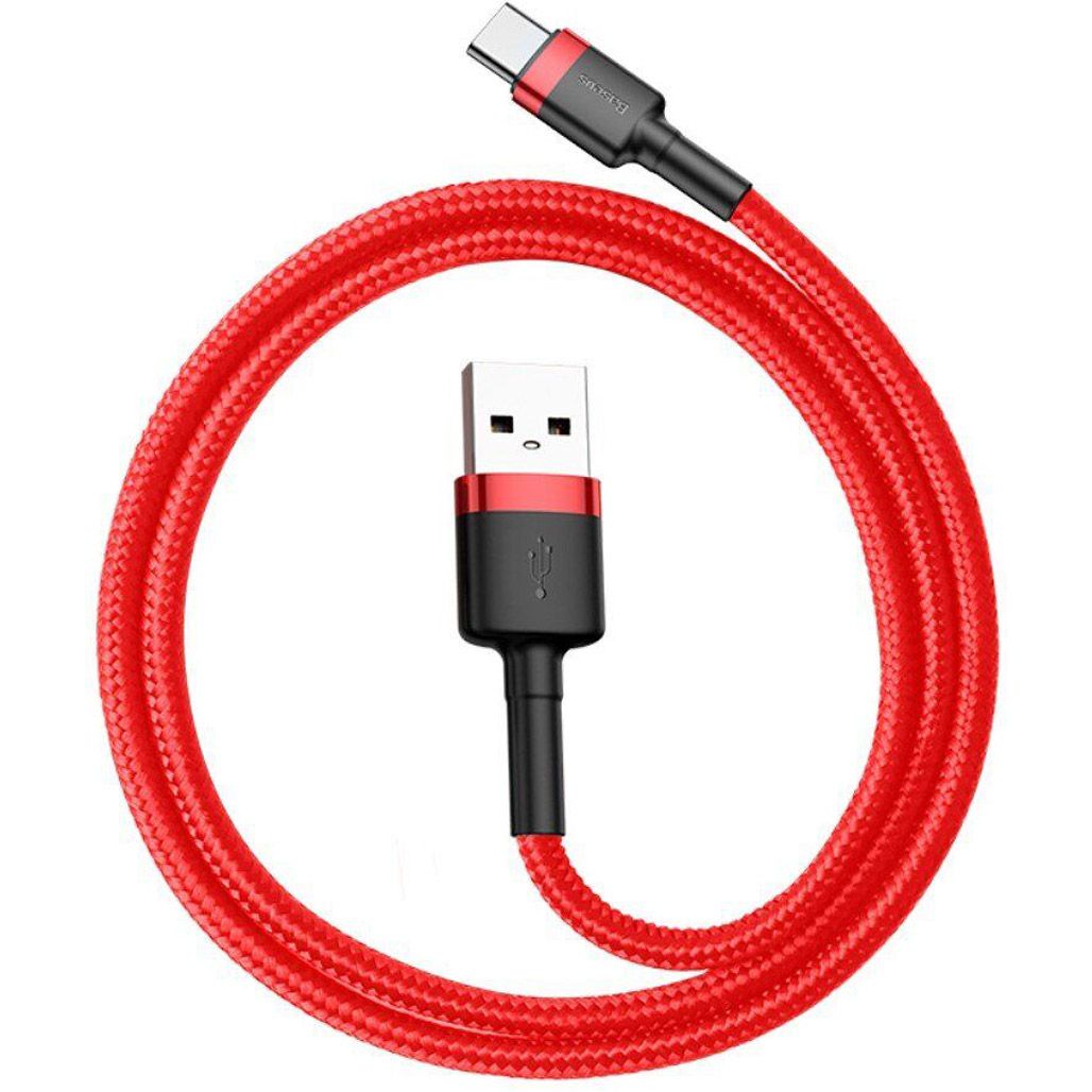Кабель Baseus Cafule USB-A to USB-C 3А 0.5m Red/Red (CATKLF-A09) фото 2